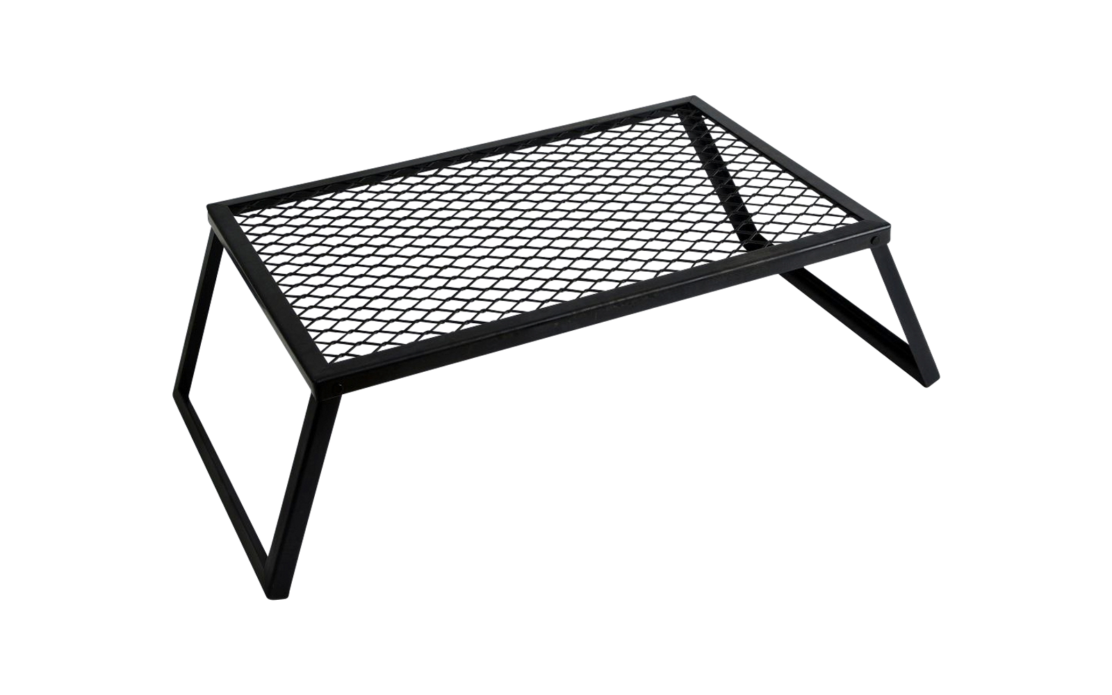 Estructura metálica negra con superficie de malla y cuatro patas cortas