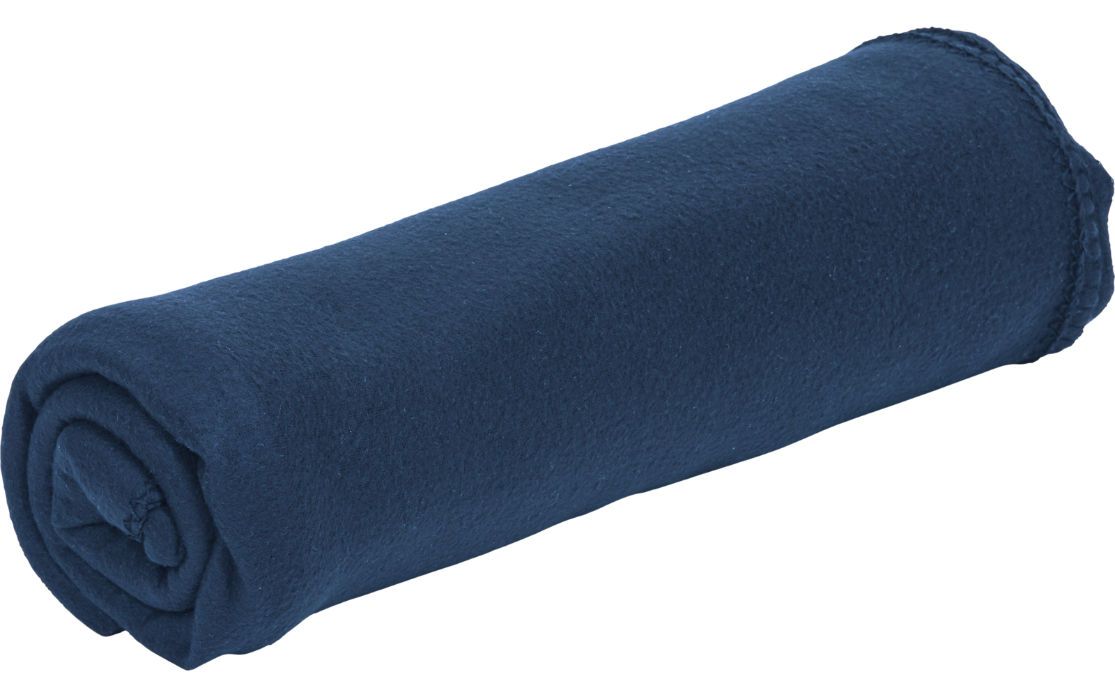 Rolled up dark blue towel on white background