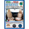 Annonce pour des housses de siège Mercury Camper avec une image de deux sièges de voiture marron clair dans un véhicule