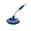 Blue floor cleaning brush with long handle