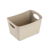 Beige rectangular storage basket with handles