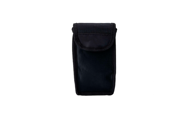 Funda de tela negra para teléfono con solapa