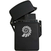 Black lighter with open lid and spiral pattern on the front