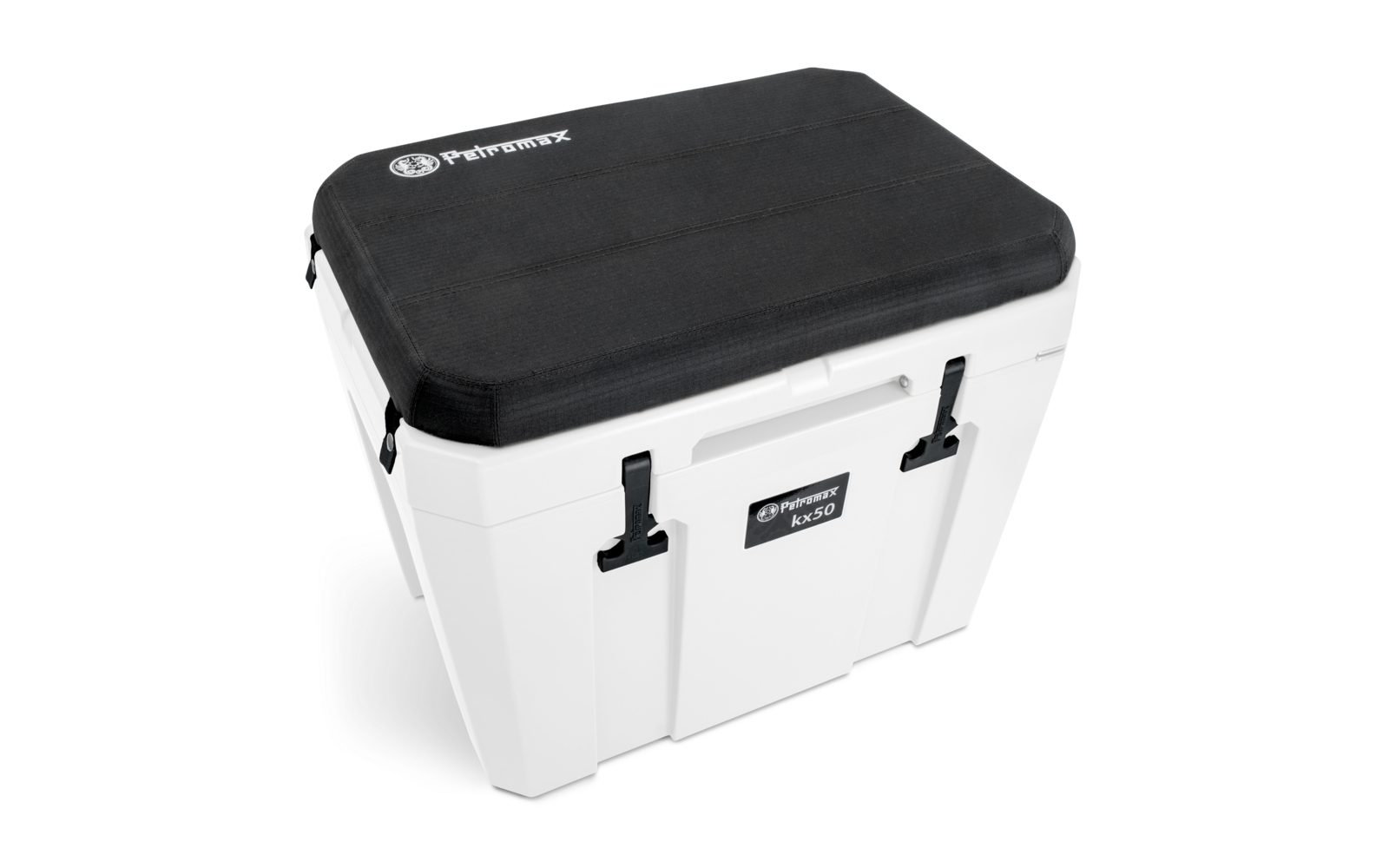 Nevera rectangular blanca y negra con asas