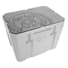 boîte en plastique blanc avec un couvercle orné d'un motif floral