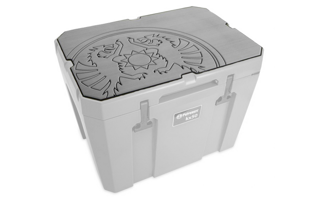 boîte en plastique blanc avec un couvercle orné d'un motif floral