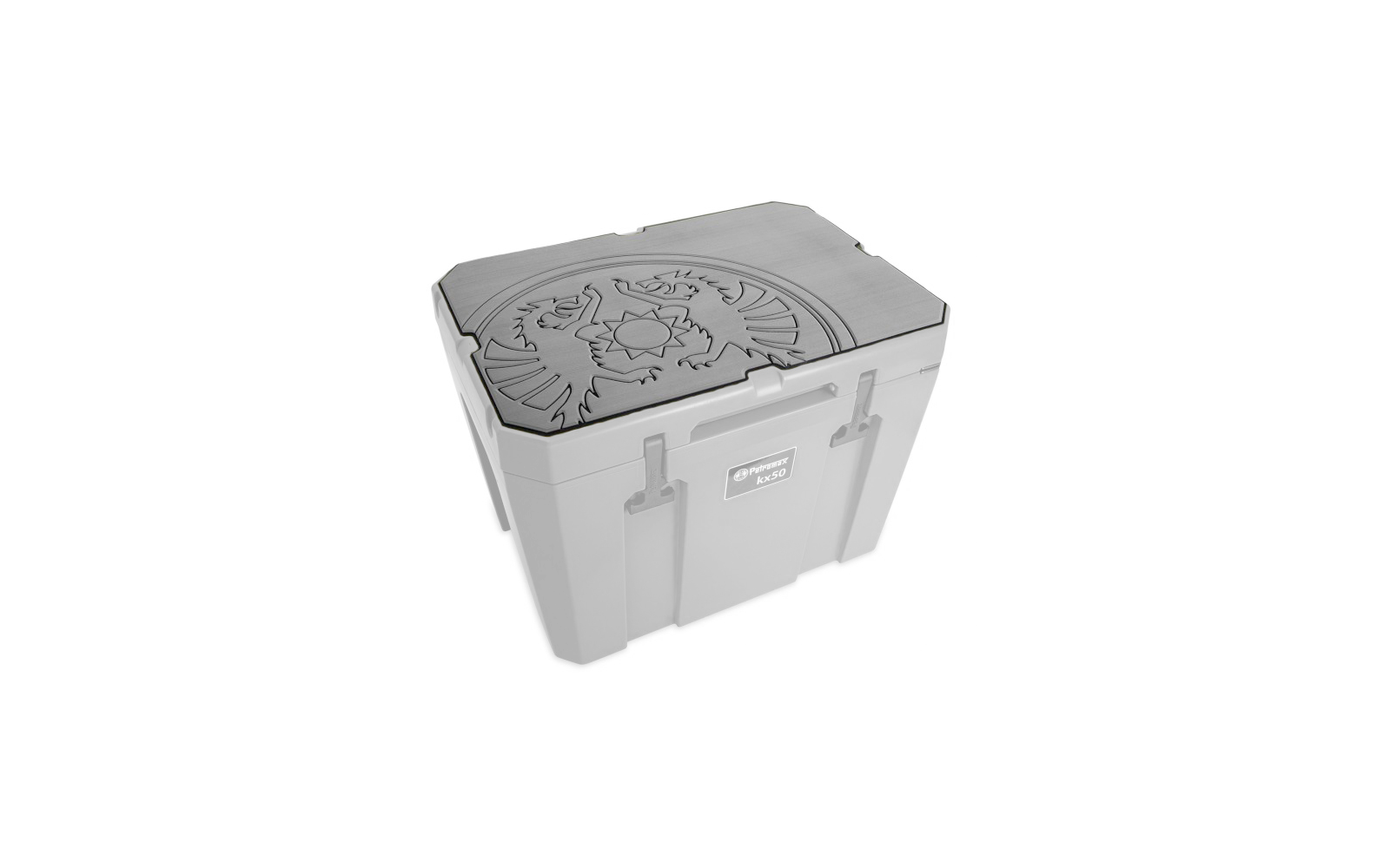 boîte en plastique blanc avec un couvercle orné d'un motif floral