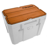Boîte en plastique blanche avec couvercle en bois marron