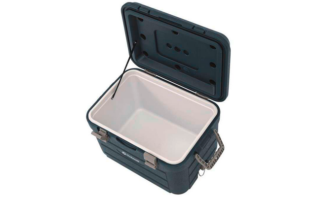 Offene Kühlbox mit sichtbar leerem Innenraum