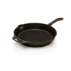 Schwarze Grillpfanne aus Gusseisen mit Griff