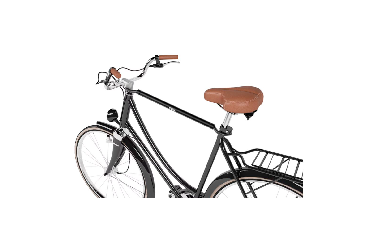 Vélo noir avec selle et poignées marron