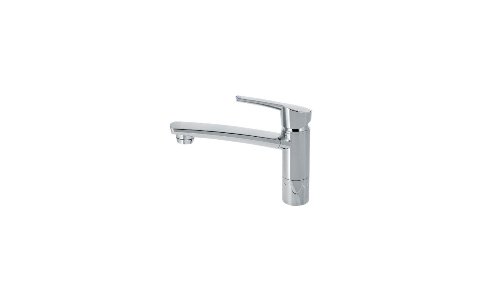 Chrome kitchen faucet with long spout and lever handle