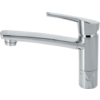 Chrome kitchen faucet with long spout and lever handle