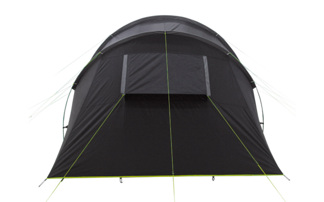 Zwart tent met grijs dak en groene scheerlijnen