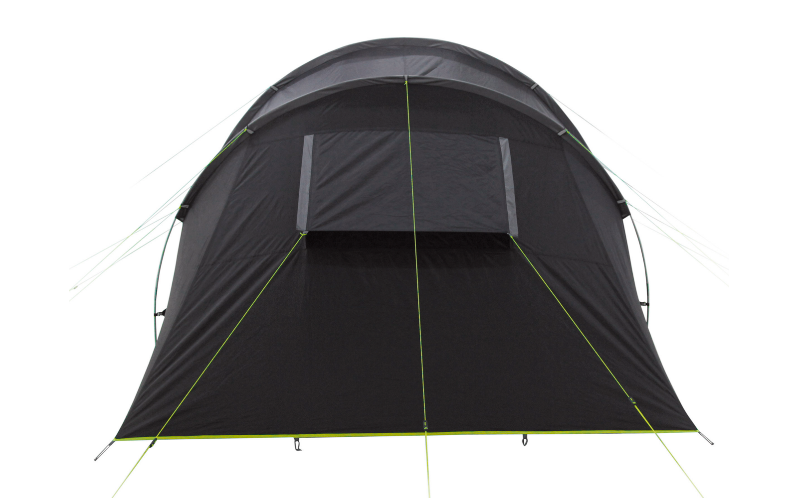 Zwart tent met grijs dak en groene scheerlijnen