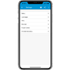 Smartphone met geopend instellingenmenu waarin profielopties worden weergegeven