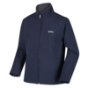 Donkerblauwe softshell jas met ritssluiting en opstaande kraag