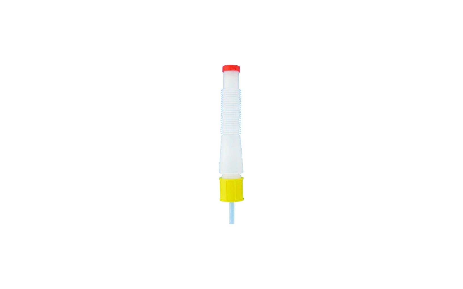 Weiße Pipette mit rotem Stopfen und gelbem Tropfer