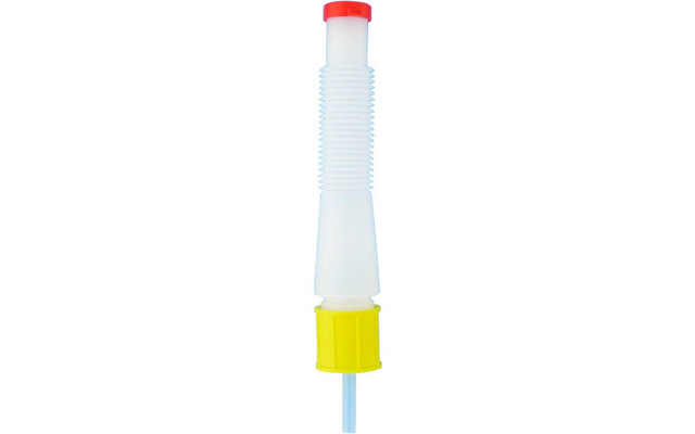 Weiße Pipette mit rotem Stopfen und gelbem Tropfer