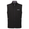 Zwarte softshell-jas zonder mouwen met ritssluiting en twee zijzakken