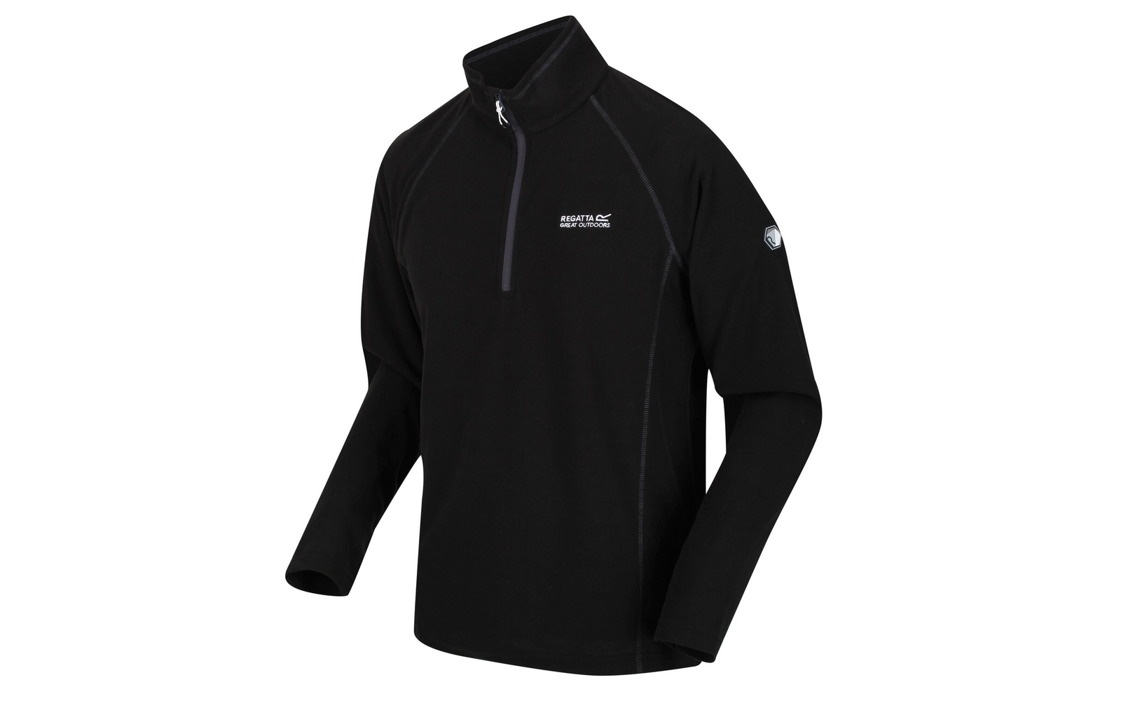 Schwarzer Langarm-Pullover mit Reißverschluss und Stehkragen