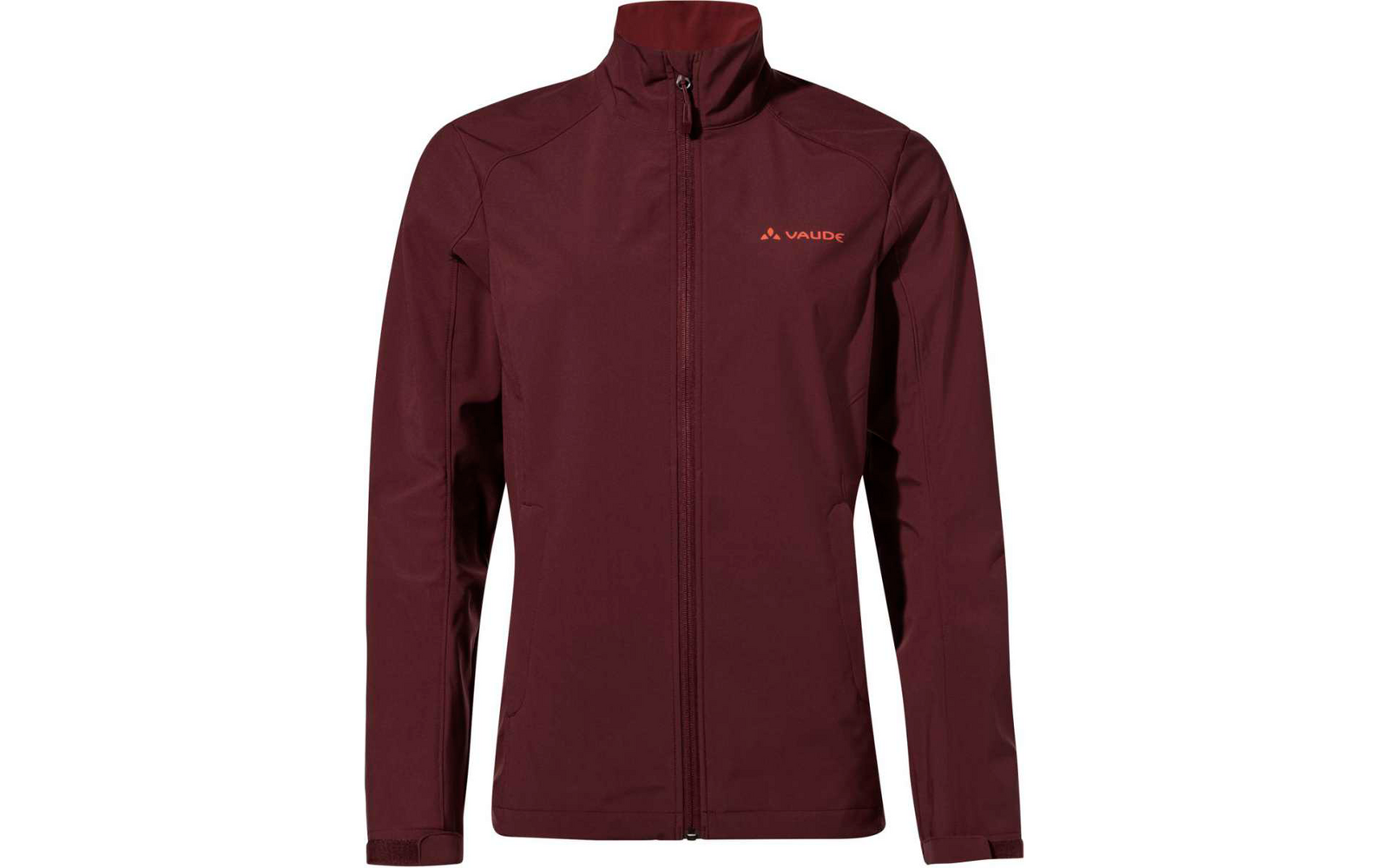 Veste softshell bordeaux avec fermeture éclair intégrale et col montant