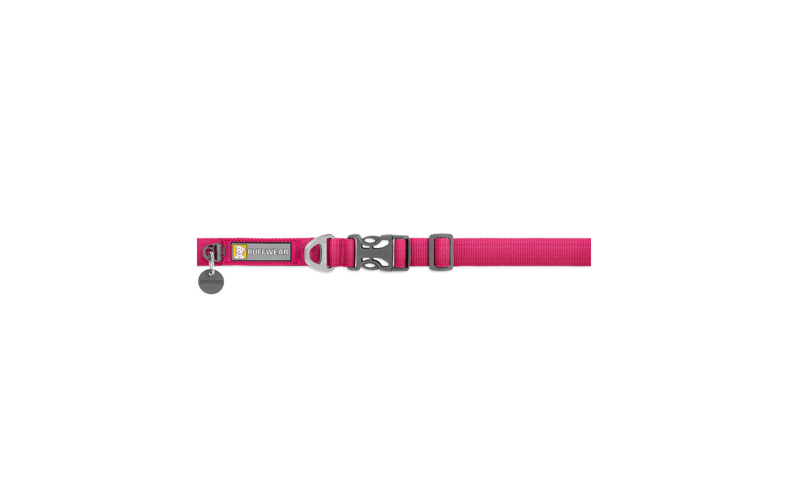 Collar para perro rosa con hebilla negra y placa de metal