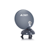 Antenne parabolique grise avec le logo Alden sur fond blanc