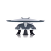 Objet volant rond argenté avec quatre jambes et antennes