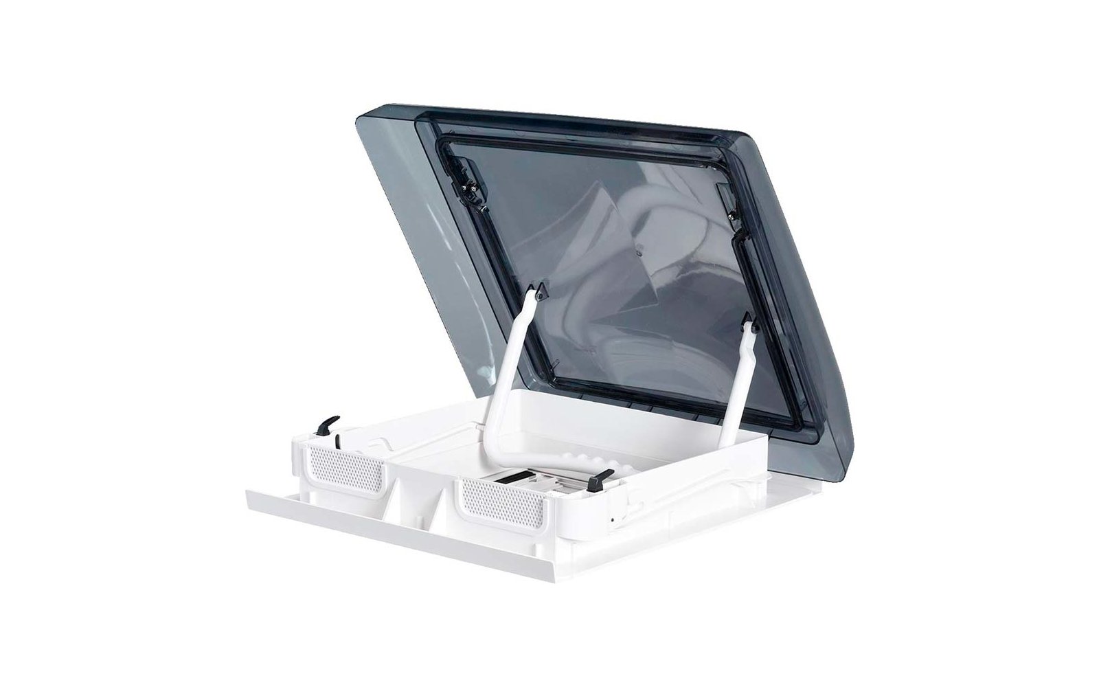 Lucernario bianco aperto con finestra trasparente