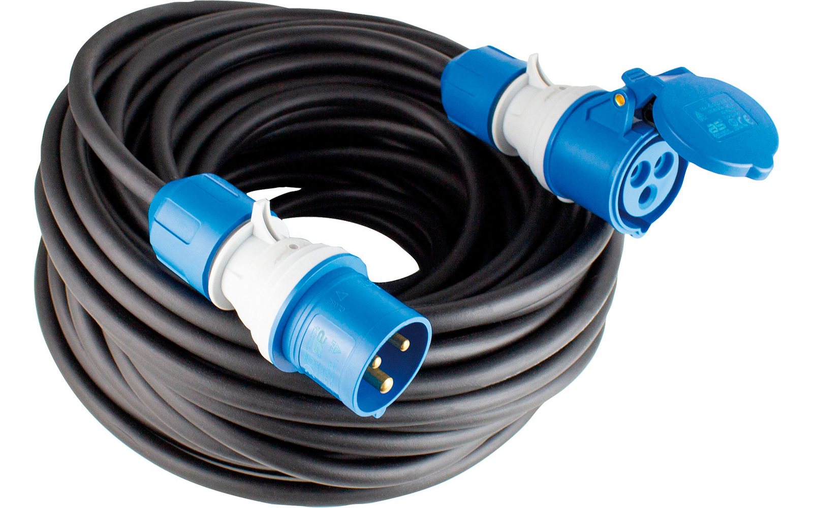 Cavo di prolunga nero con connettori blu