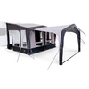 Large freestanding tent with rectangular base, light gray roof, and side windows