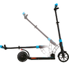 Schwarzer E-Scooter mit blauen Akzenten vor weißem Hintergrund