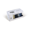 White box containing a model vehicle with text