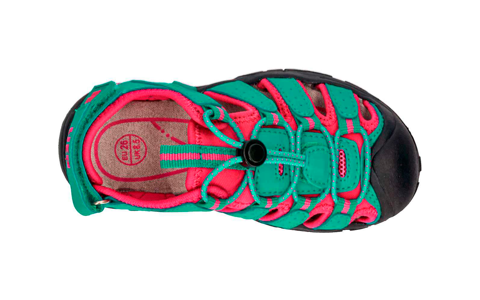 Bunter Sportschuh mit Schnürsenkeln, rot, grün und schwarz