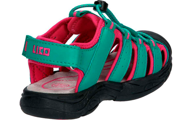Grüner und pinker Outdoor-Sandale mit schwarzer Sohle