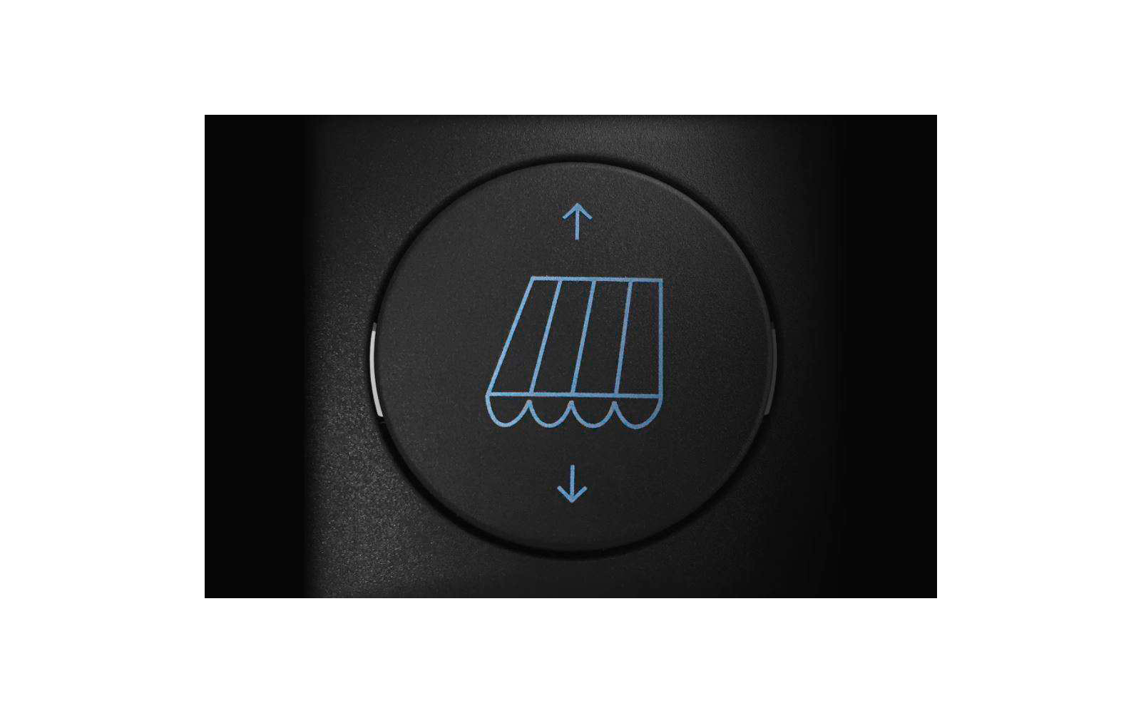 Bouton noir avec symbole de store bleu et flèches vers le haut et le bas