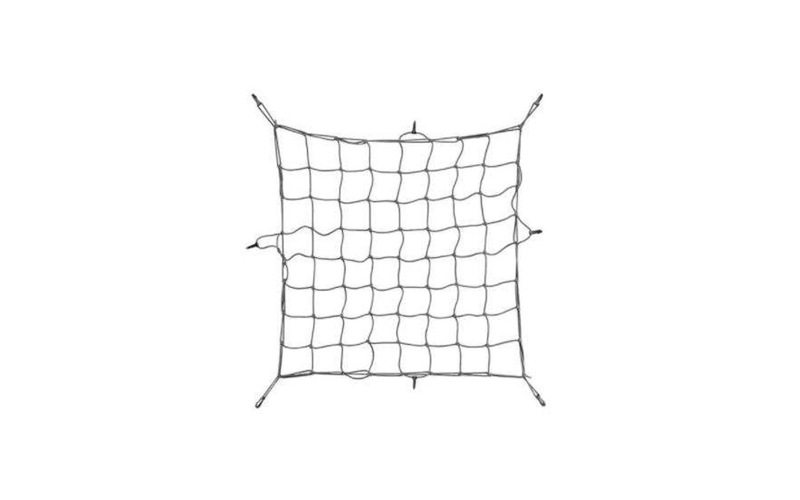 Quadratisches elastisches Netz mit vier Befestigungspunkten an den Ecken und mehreren Knoten in den Maschen