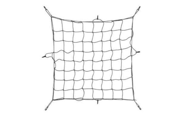 Quadratisches elastisches Netz mit vier Befestigungspunkten an den Ecken und mehreren Knoten in den Maschen