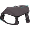 Gray and black dog harness with adjustable straps and plastic buckles