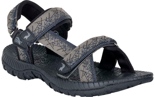 Sandalia deportiva gris con dos correas ajustables de velcro y suela negra