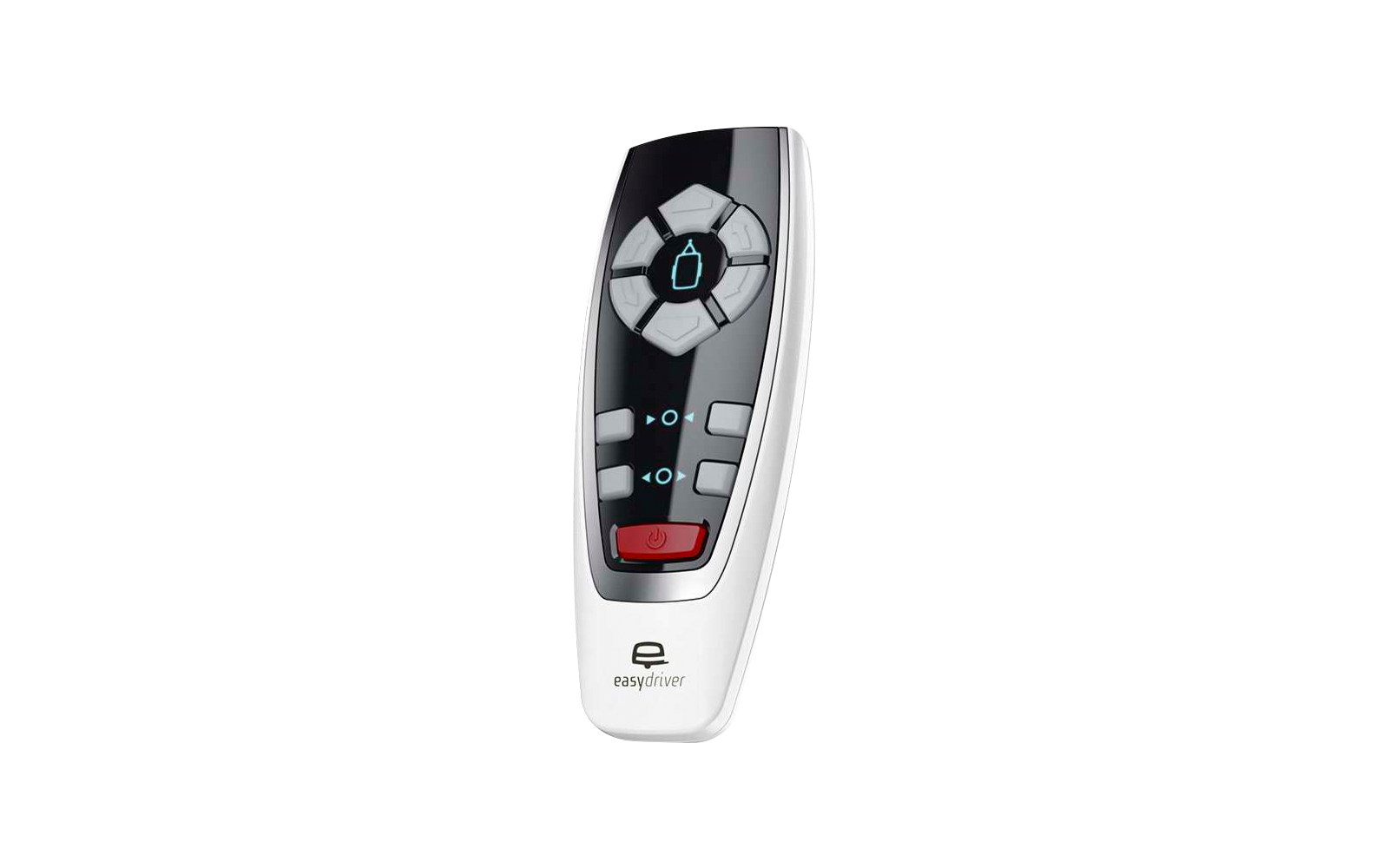 Handapparaat met display en twee knoppen, wit en zwart