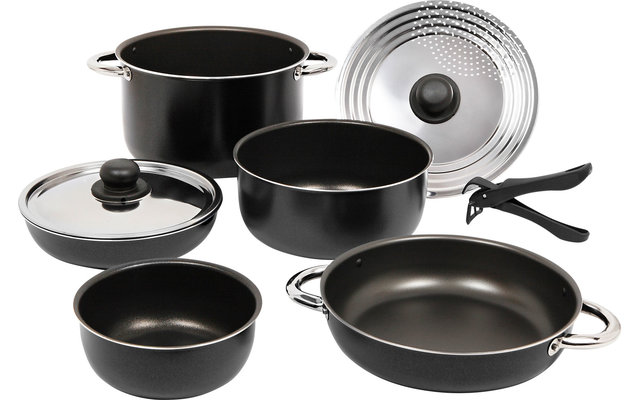 Set de casseroles aluminium empilable noir 9 pièces Berger