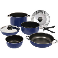 Berger Alu Topf-Set mit Antihaftbeschichtung stapelbar 9 teilig blau 