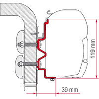 Adaptateur de store Fiamma Hymercamp fixation murale 450