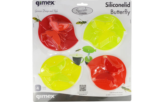 Gimex Couvercle en silicone Butterfly pour verres, set de 4 pièces