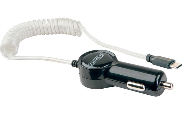 Schwaiger USB-C Spiral-Ladekabel blau leuchtend