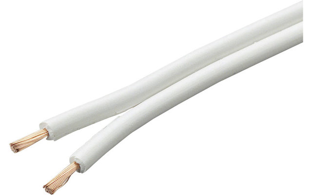 Câble jumelé flexible en PVC blanc 0,75 mm² Longueur 5 m.