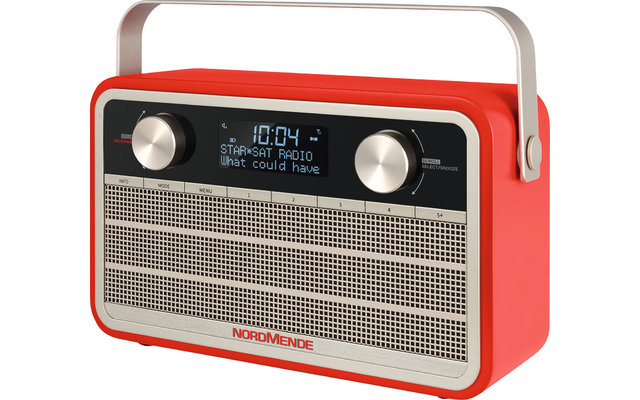 Radio digital TechniSat Nordmende DAB+ Transita 120 con aspecto retro y batería de 24 horas Rojo
