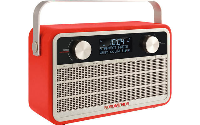 Radio digital TechniSat Nordmende DAB+ Transita 120 con aspecto retro y batería de 24 horas Rojo